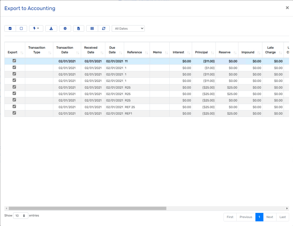 Export to Accounting