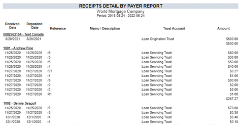 trust accounting software payer report screenshot